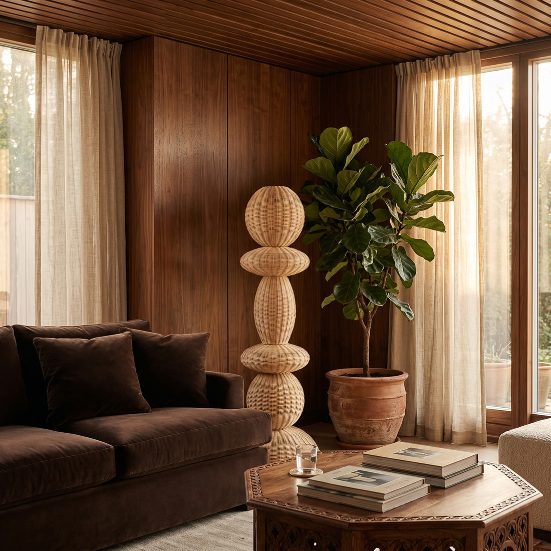 Stehlampe aus Rattan Natur fürs Wohnzimmer – H140 cm