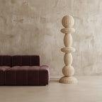 Stehlampe aus Rattan in Beige im Totem-Design fürs Wohnzimmer – H175 cm