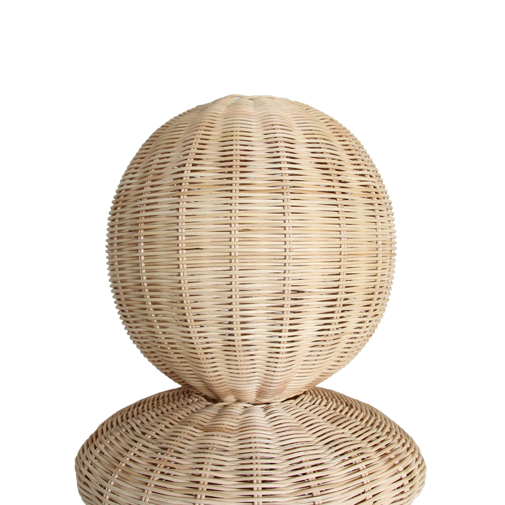 Stehlampe aus Rattan in Beige im Totem-Design fürs Wohnzimmer – H175 cm