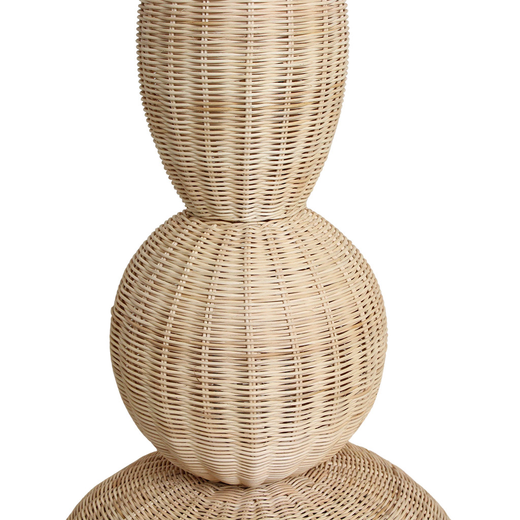 Stehlampe aus Rattan in Beige im Totem-Design fürs Wohnzimmer – H175 cm