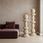 Stehlampe aus Rattan in Beige im Totem-Design fürs Wohnzimmer – H175 cm