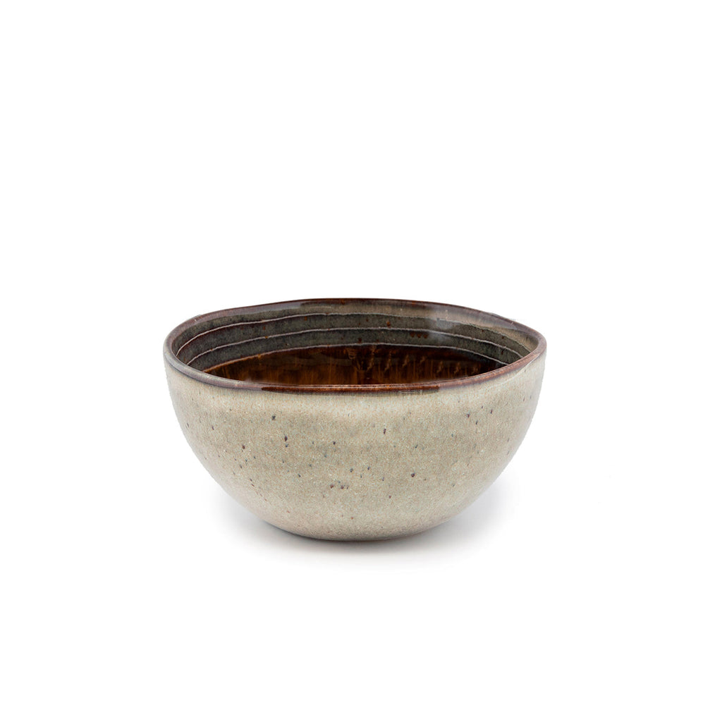 Schale aus glasiertem Steinzeug in Beige und Braun – 12 cm