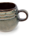Espressotasse aus Keramik in Salbeigrün und Braun aus Portugal