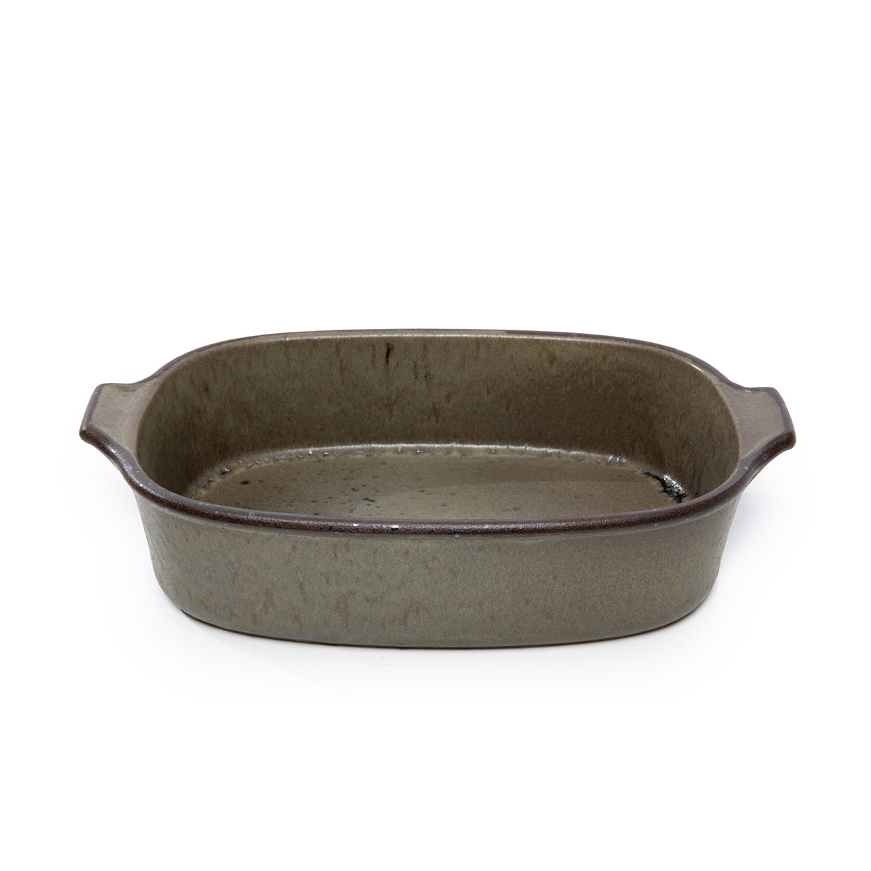 Auflaufform aus Keramik in Grün mit Craquelé-Glasur und Griffen – 29x19 cm