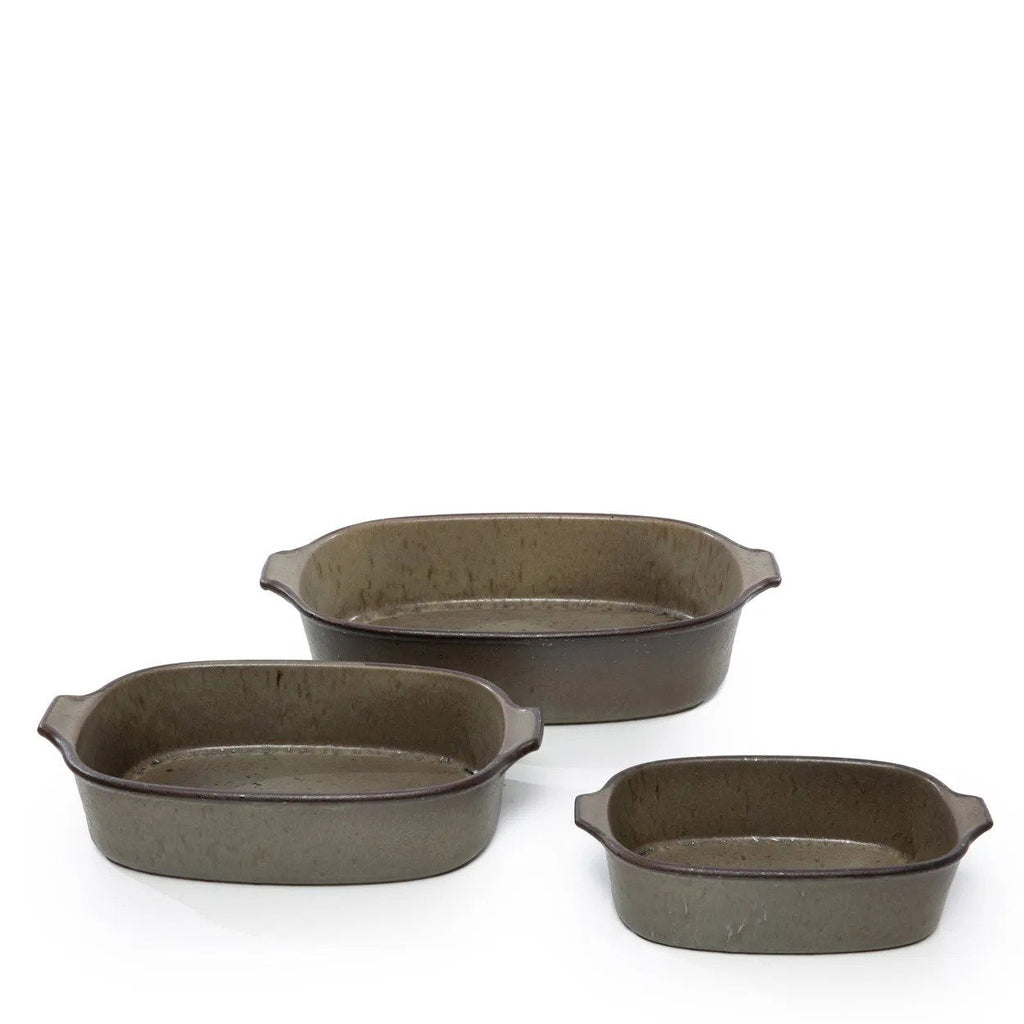 Auflaufform aus Keramik in Grün mit Craquelé-Glasur und Griffen – 29x19 cm