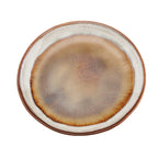 Assiette apéritif ronde en grès émaillé brun-beige
