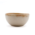 Schale aus glasiertem Steinzeug in Beige mit bernsteinfarbenem Rand – 11 cm