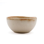 Schale aus glasiertem Steinzeug in Beige mit bernsteinfarbenem Rand – 11 cm