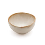 Schale aus glasiertem Steinzeug in Beige mit bernsteinfarbenem Rand – 11 cm