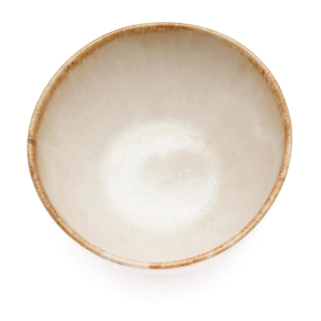 Schale aus glasiertem Steinzeug in Beige mit bernsteinfarbenem Rand – 11 cm