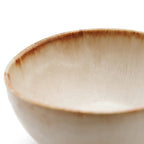 Schale aus glasiertem Steinzeug in Beige mit bernsteinfarbenem Rand – 11 cm
