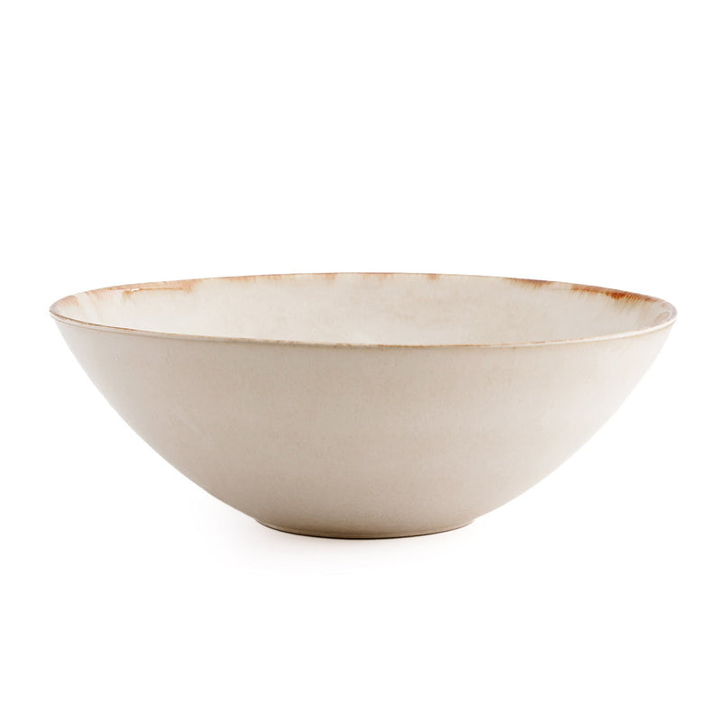 Servierschale aus weißer Keramik mit Goldrand – Ø32 cm