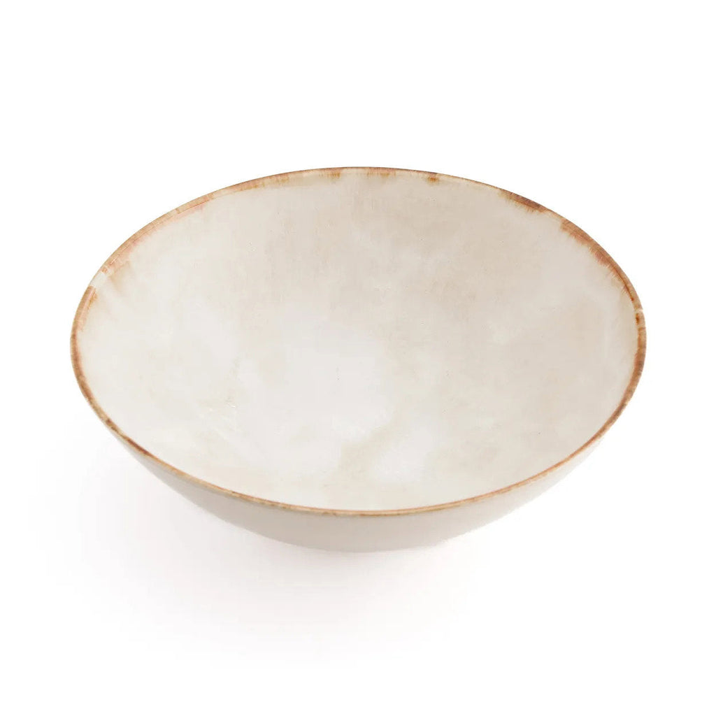 Servierschale aus weißer Keramik mit Goldrand – Ø32 cm