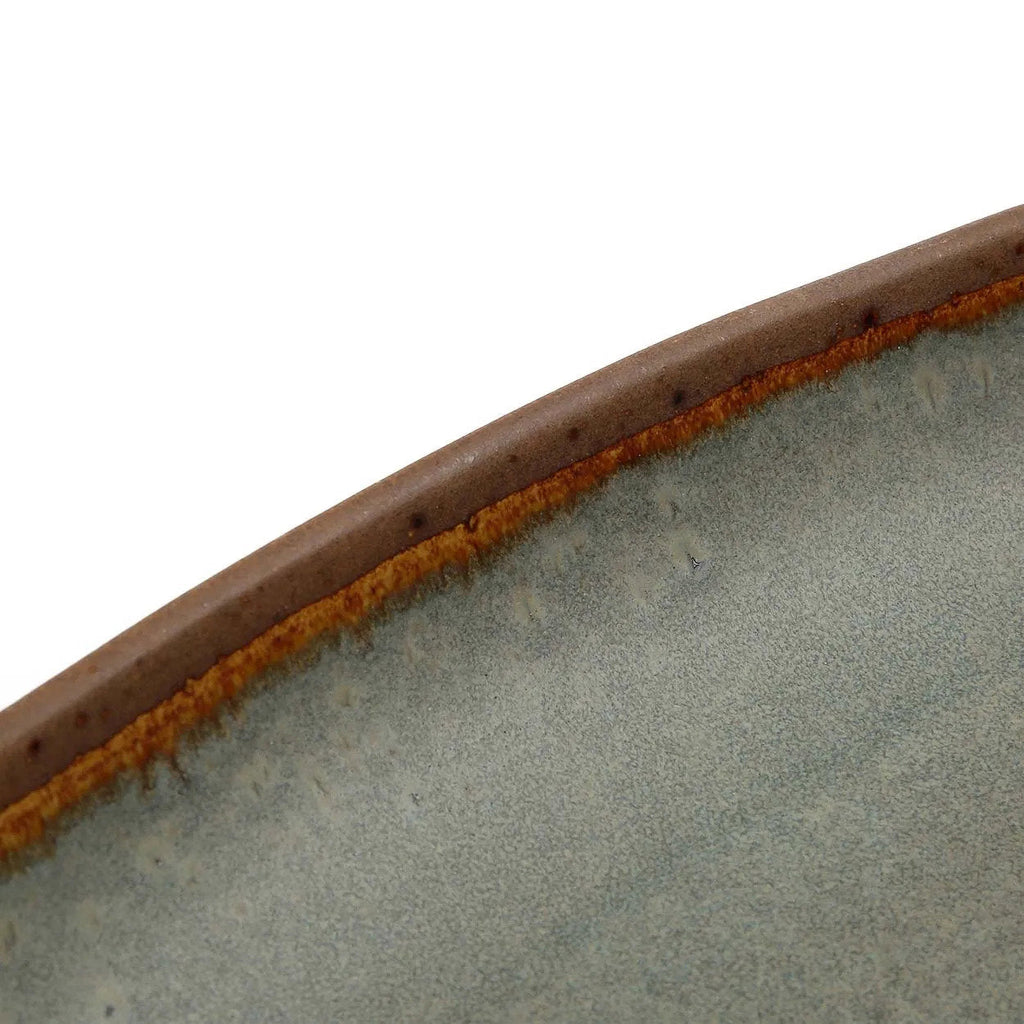 Ovales Serviertablett aus glasiertem Steinzeug in Graubraun – 34x16 cm