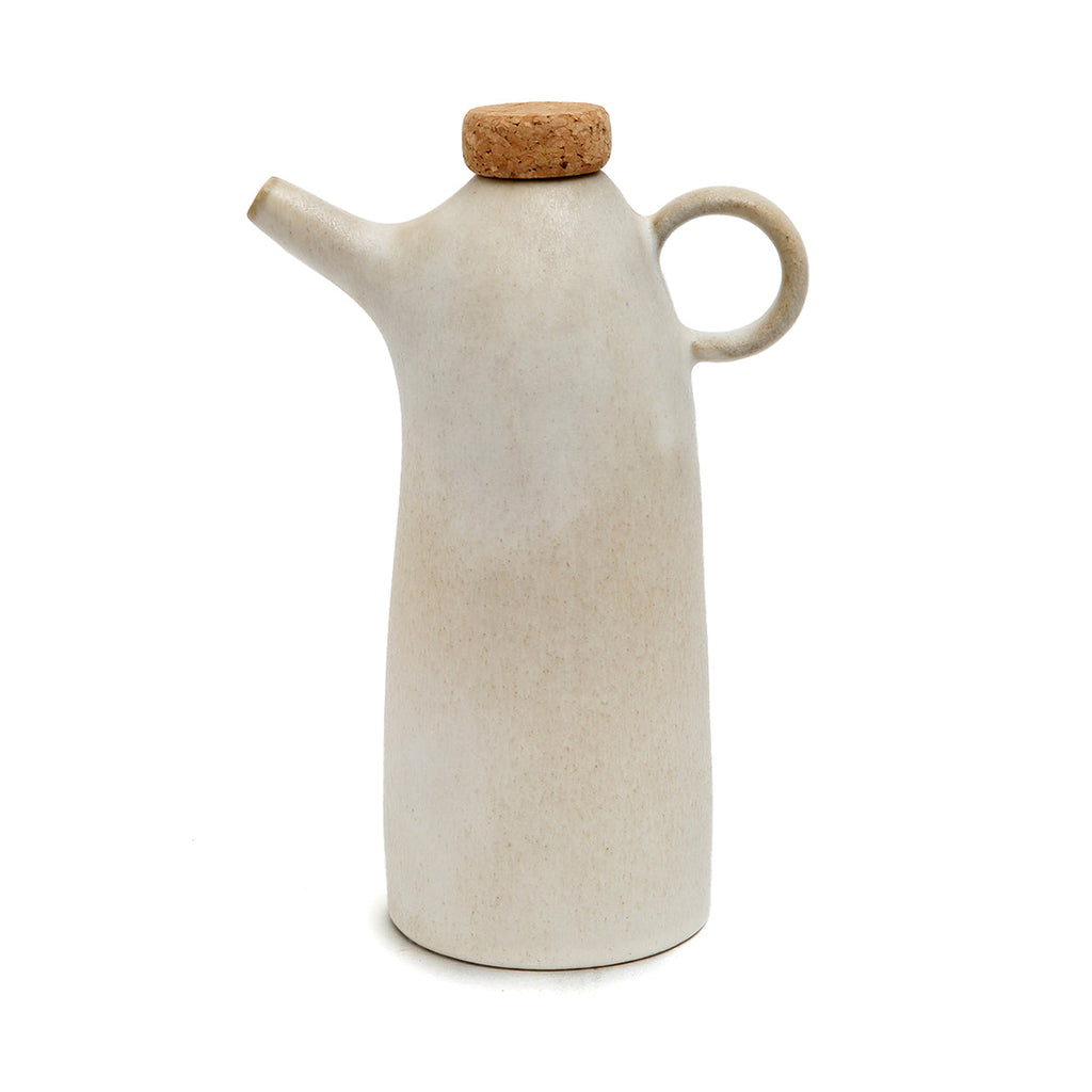 Olivenölflasche aus weißer Keramik 19 cm