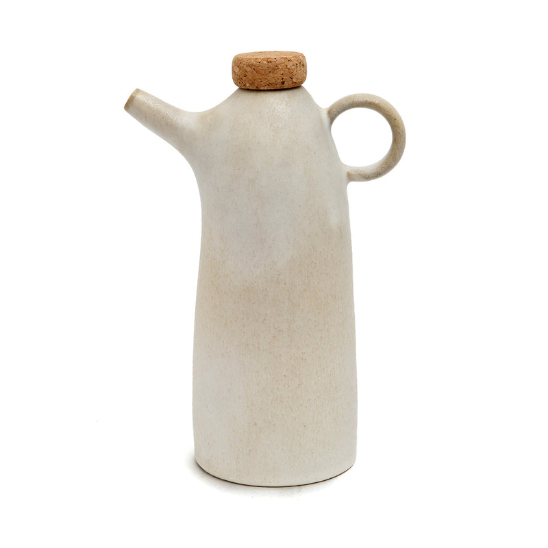 Olivenölflasche aus weißer Keramik 19 cm