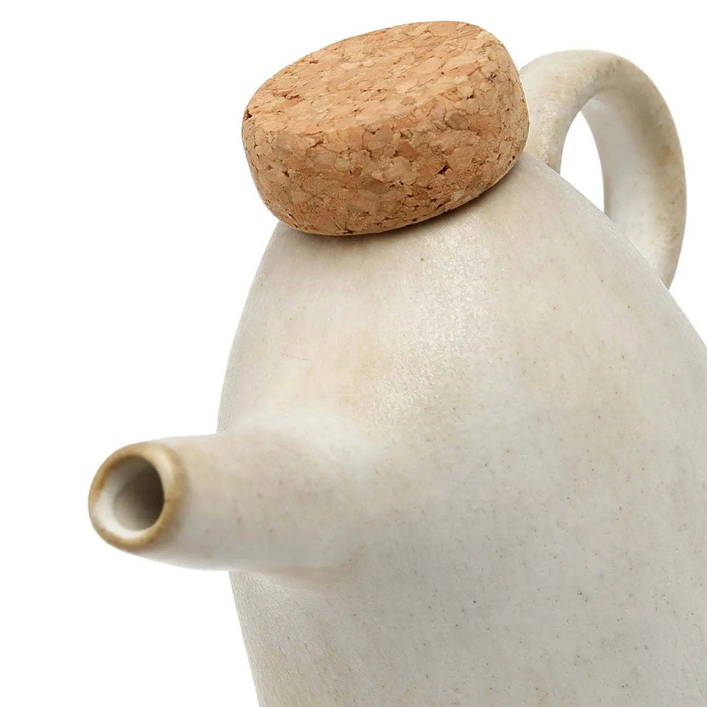 Olivenölflasche aus weißer Keramik 19 cm