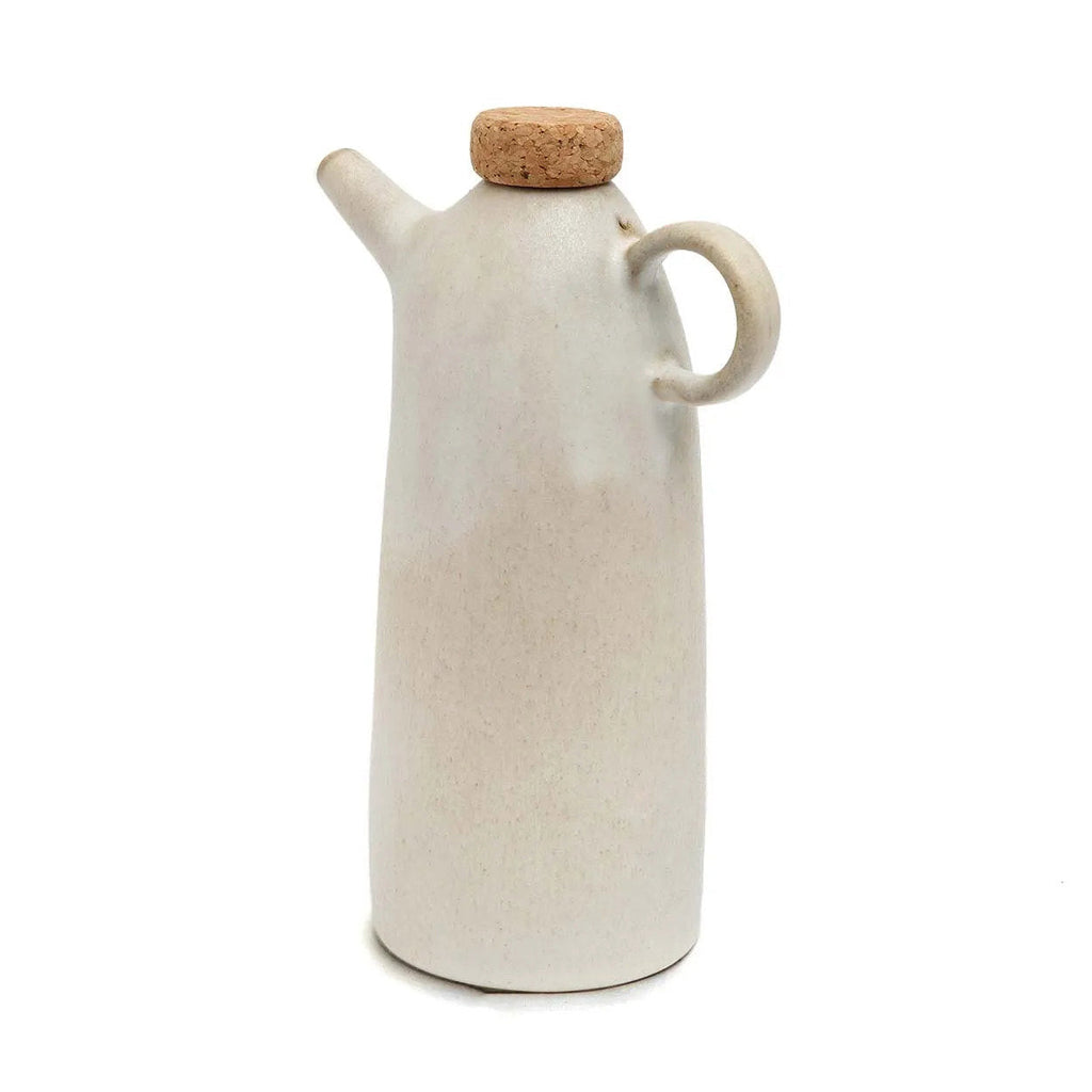 Olivenölflasche aus weißer Keramik 19 cm