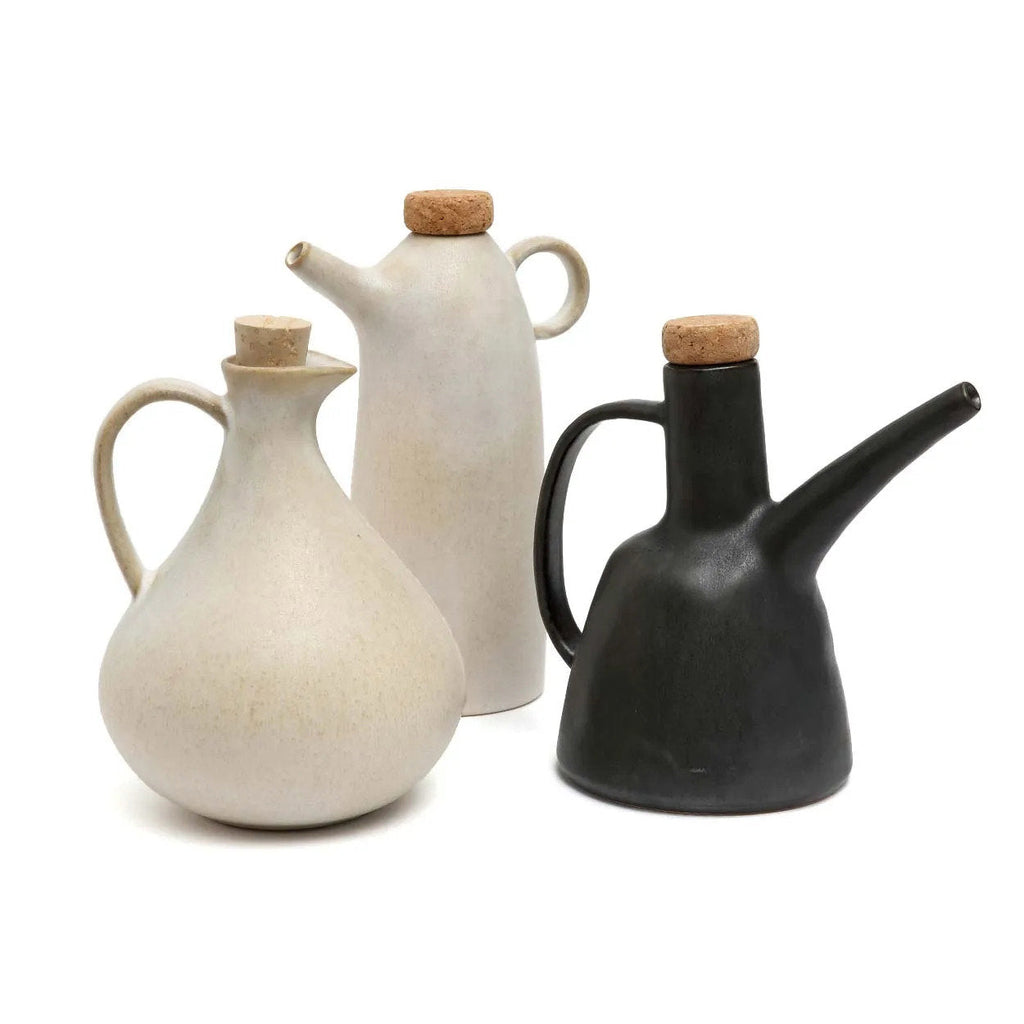 Olivenölflasche aus weißer Keramik 19 cm