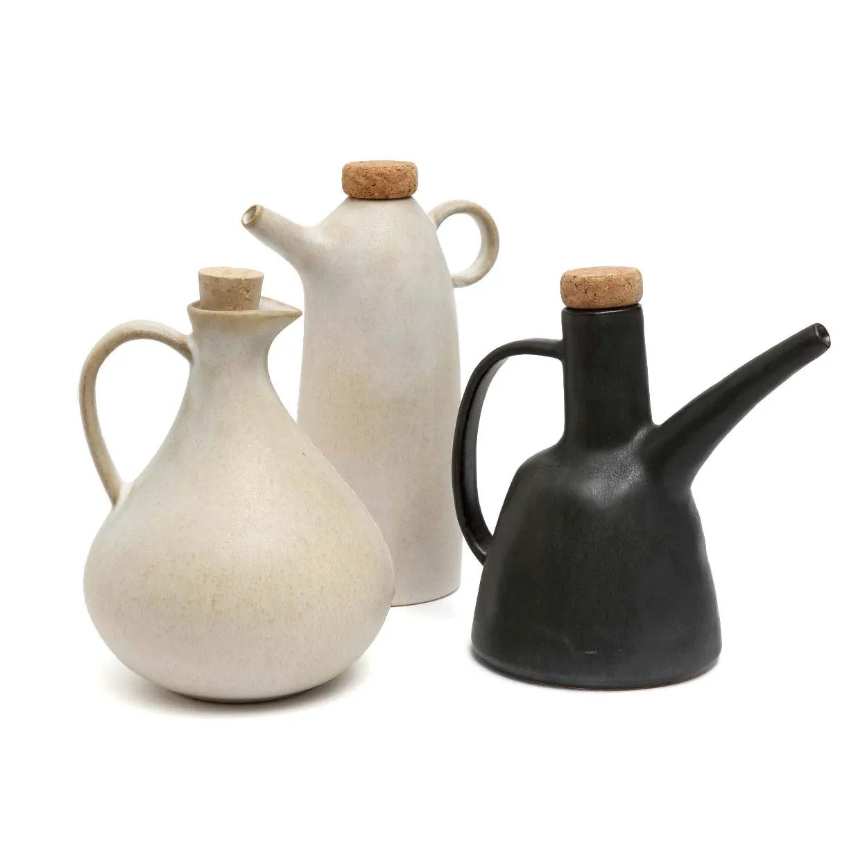 Olivenölflasche aus weißer Keramik 19 cm