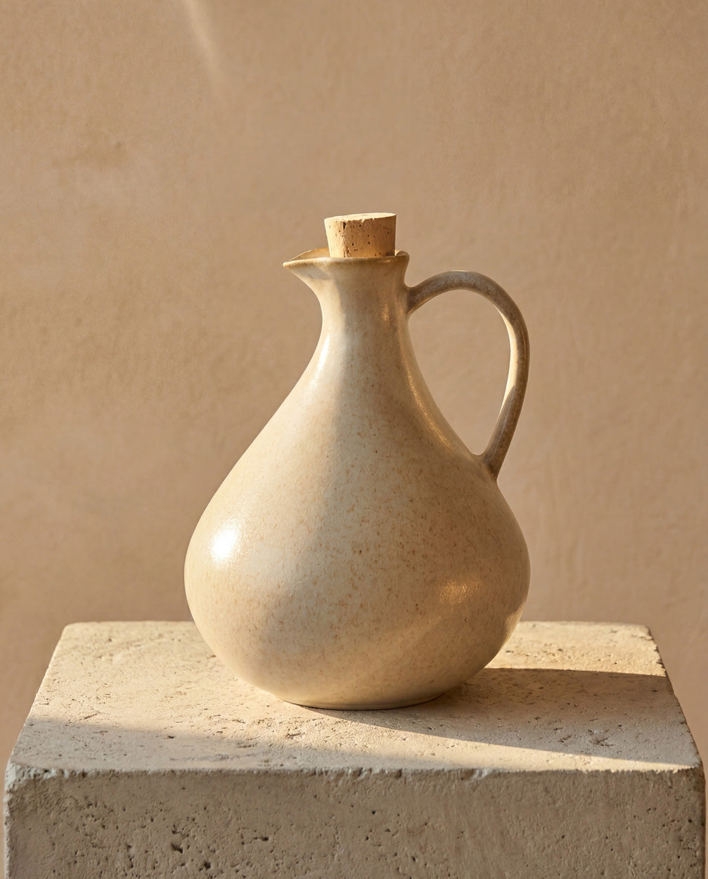 Olivenölflasche aus weißer Keramik 16 cm