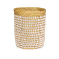 Panier cylindrique en pandan tressé naturel avec coquillages blancs