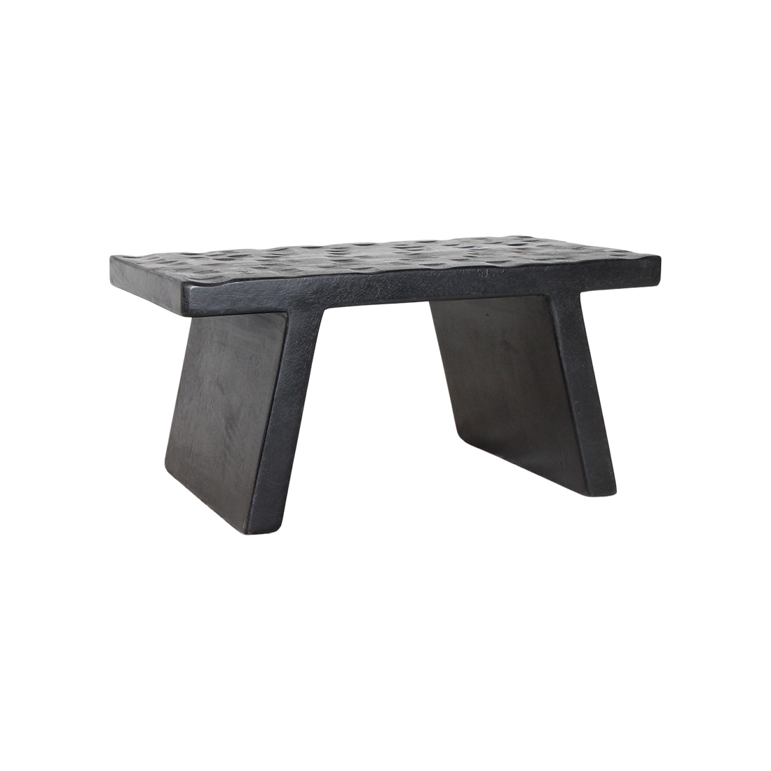 Couchtisch aus Mangoholz mit Schnitzdekor in Schwarz, eckig – 40x25 cm