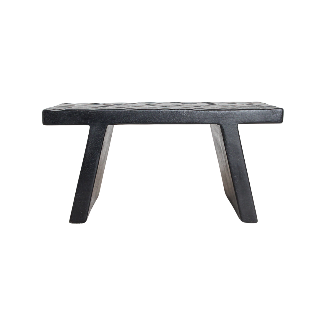 Couchtisch aus Mangoholz mit Schnitzdekor in Schwarz, eckig – 40x25 cm