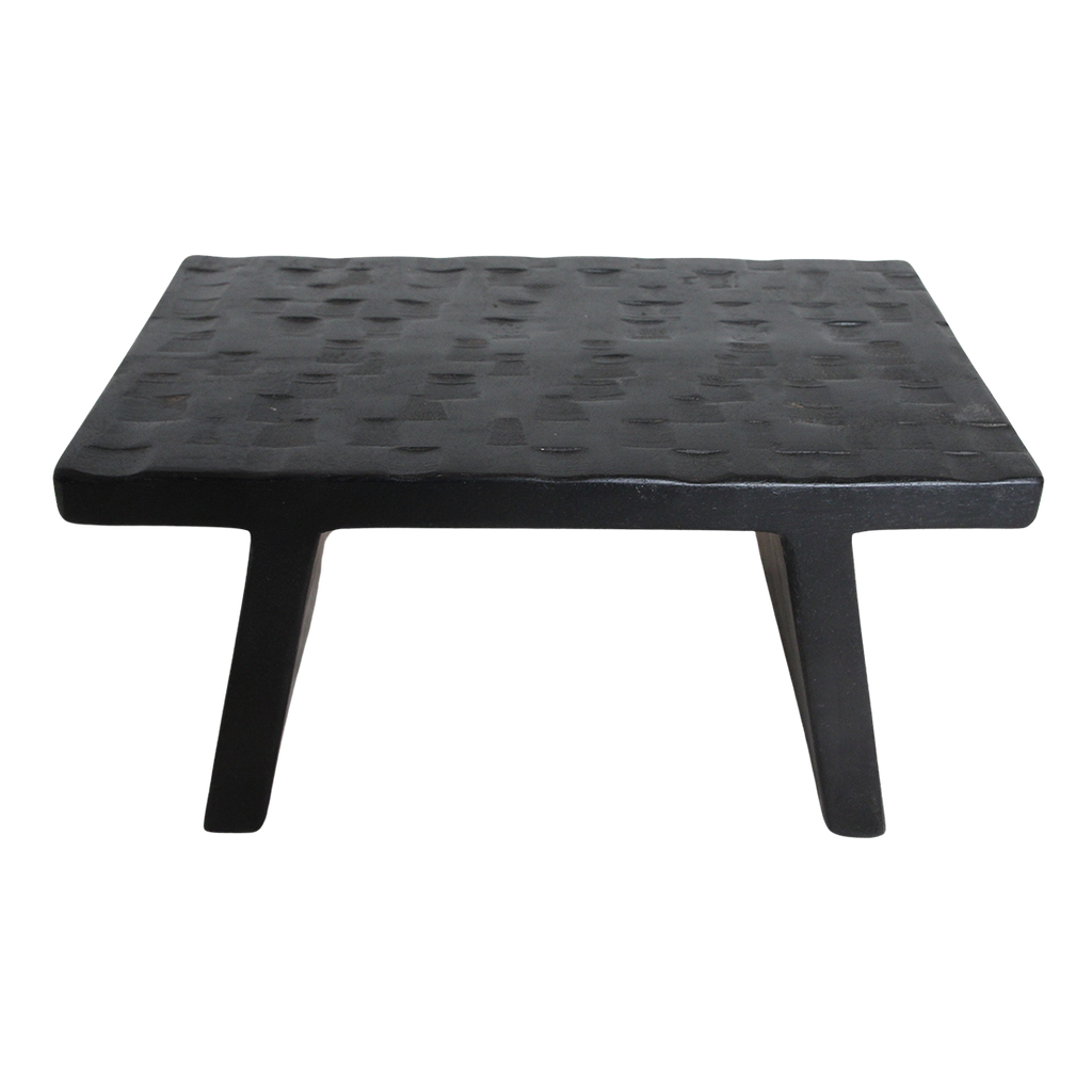 Tabouret artisanal en bois de manguier noir pour salon ou chambre – 40x25 cm