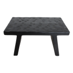 Couchtisch aus Mangoholz mit Schnitzdekor in Schwarz, eckig – 40x25 cm