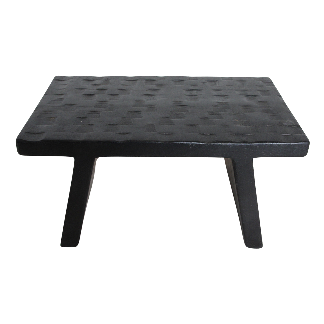 Couchtisch aus Mangoholz mit Schnitzdekor in Schwarz, eckig – 40x25 cm
