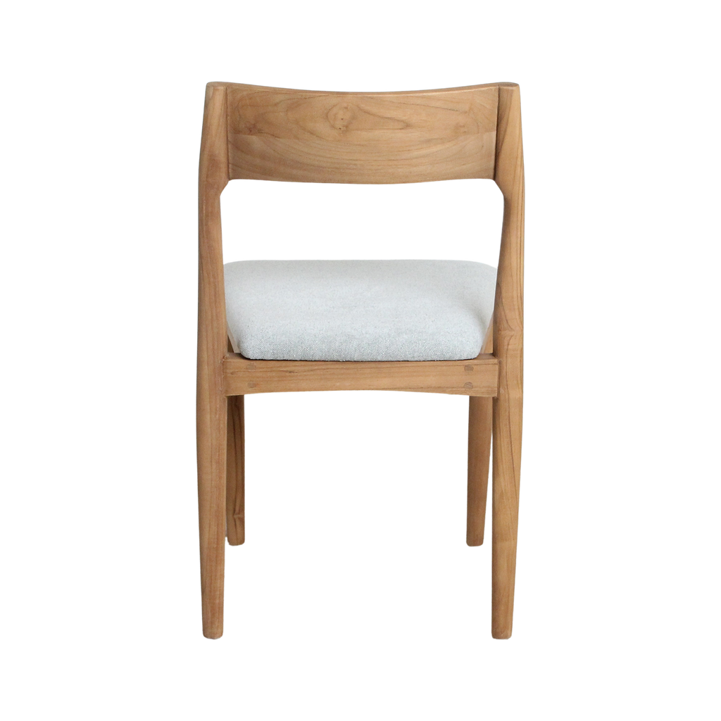 Chaise en teck et tissu vert clair dossier ouvert
