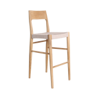 Barhocker aus hellem Teakholz mit Seilsitz in Beige – H109 cm