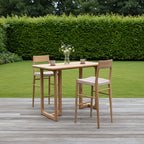 Barhocker aus hellem Teakholz mit Seilsitz in Beige – H109 cm