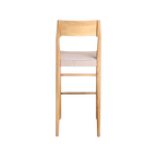 Barhocker aus hellem Teakholz mit Seilsitz in Beige – H109 cm