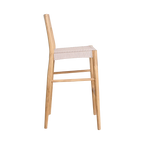 Barhocker aus hellem Teakholz mit Seilsitz in Beige – H109 cm