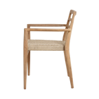 Gartenstuhl aus Teakholz mit Armlehnen und geflochtener Sitzfläche – 2er-Set