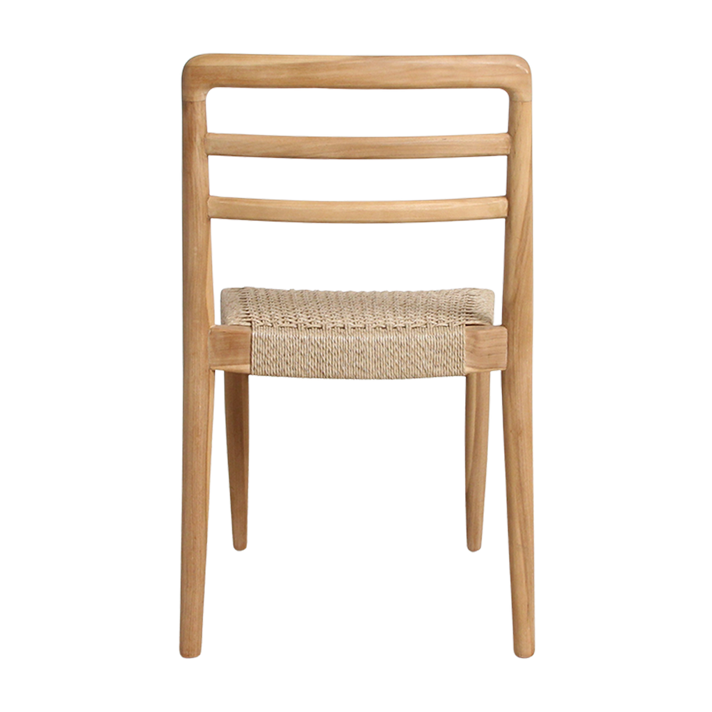 Chaise de jardin teck naturel et corde tressée - Lot de 2