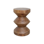 Beistelltisch aus massivem Teakholz in Sanduhrform, natur – H45 cm