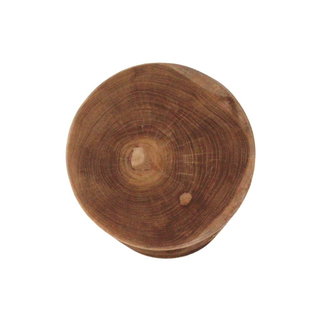 Beistelltisch aus massivem Teakholz in Sanduhrform, natur – H45 cm
