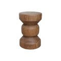 Hocker aus massivem Teakholz in Totemform, Finish Holz natur – H45 cm