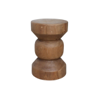 Hocker aus massivem Teakholz in Totemform, Finish Holz natur – H45 cm