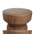 Hocker aus massivem Teakholz in Totemform, Finish Holz natur – H45 cm