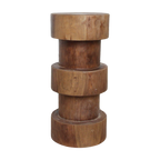 Hocker aus massivem Teakholz Natur in Totemform – H 65 cm