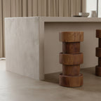 Hocker aus massivem Teakholz Natur in Totemform – H 65 cm