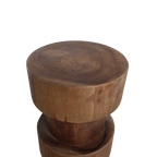 Hocker aus massivem Teakholz Natur in Totemform – H 65 cm