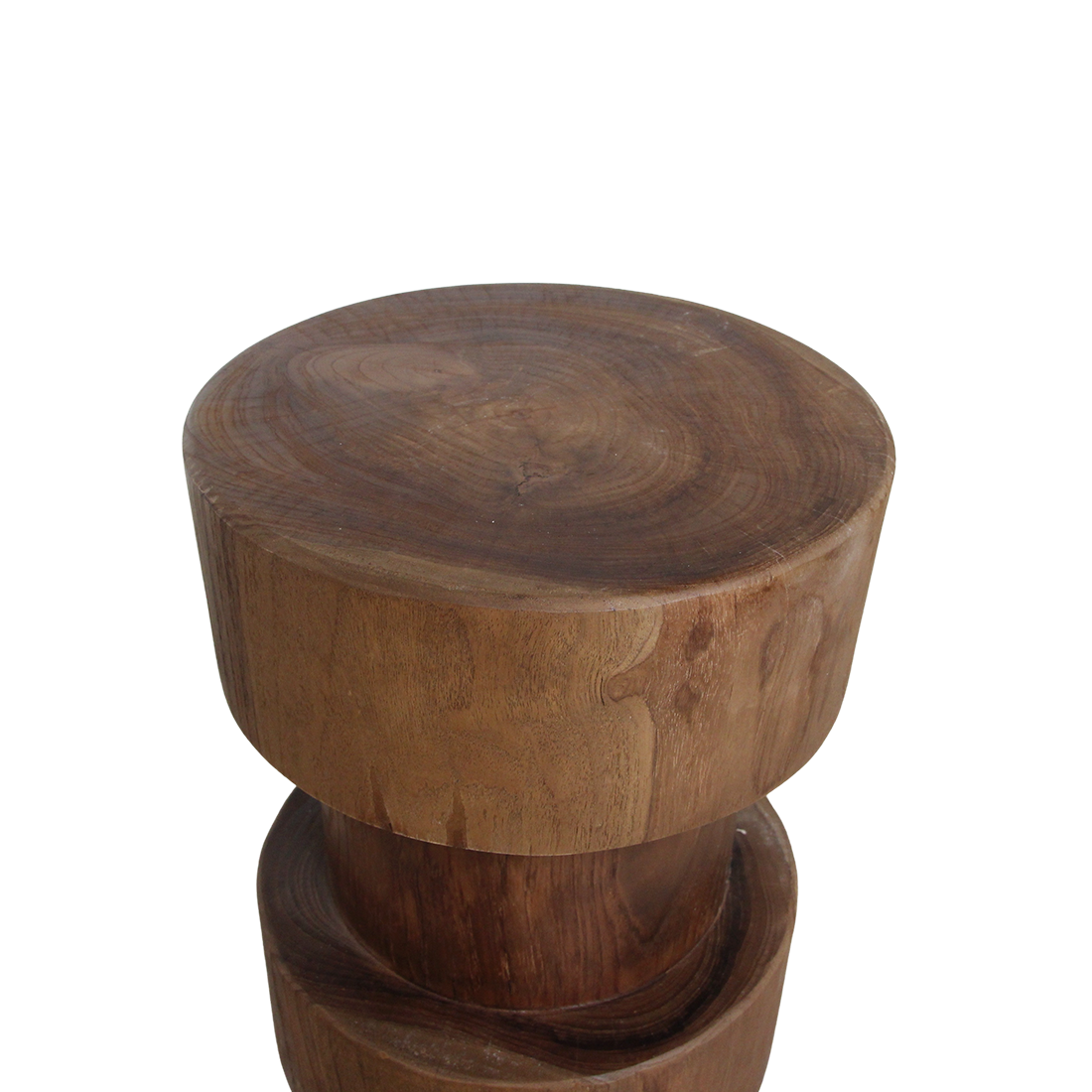 Hocker aus massivem Teakholz Natur in Totemform – H 65 cm