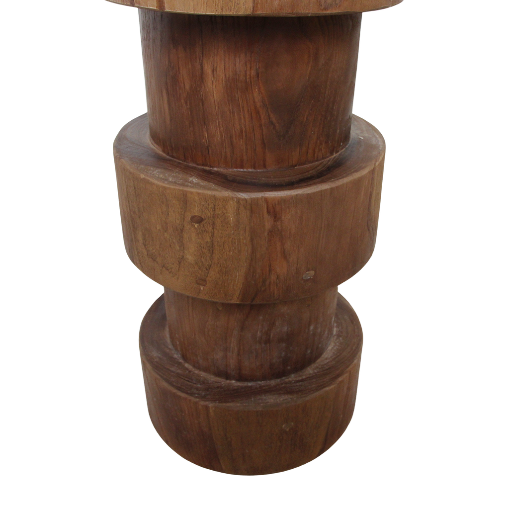 Hocker aus massivem Teakholz Natur in Totemform – H 65 cm