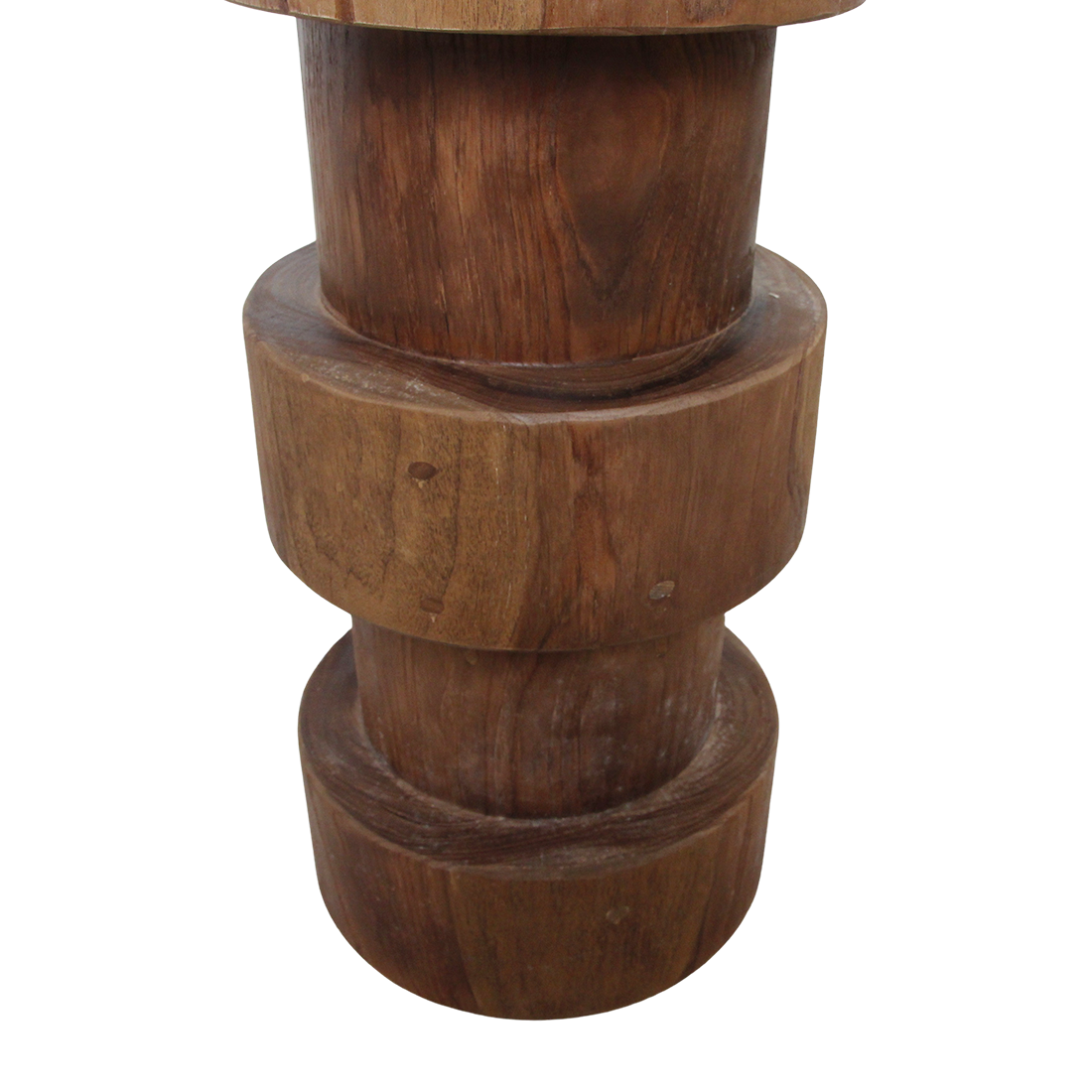 Hocker aus massivem Teakholz Natur in Totemform – H 65 cm