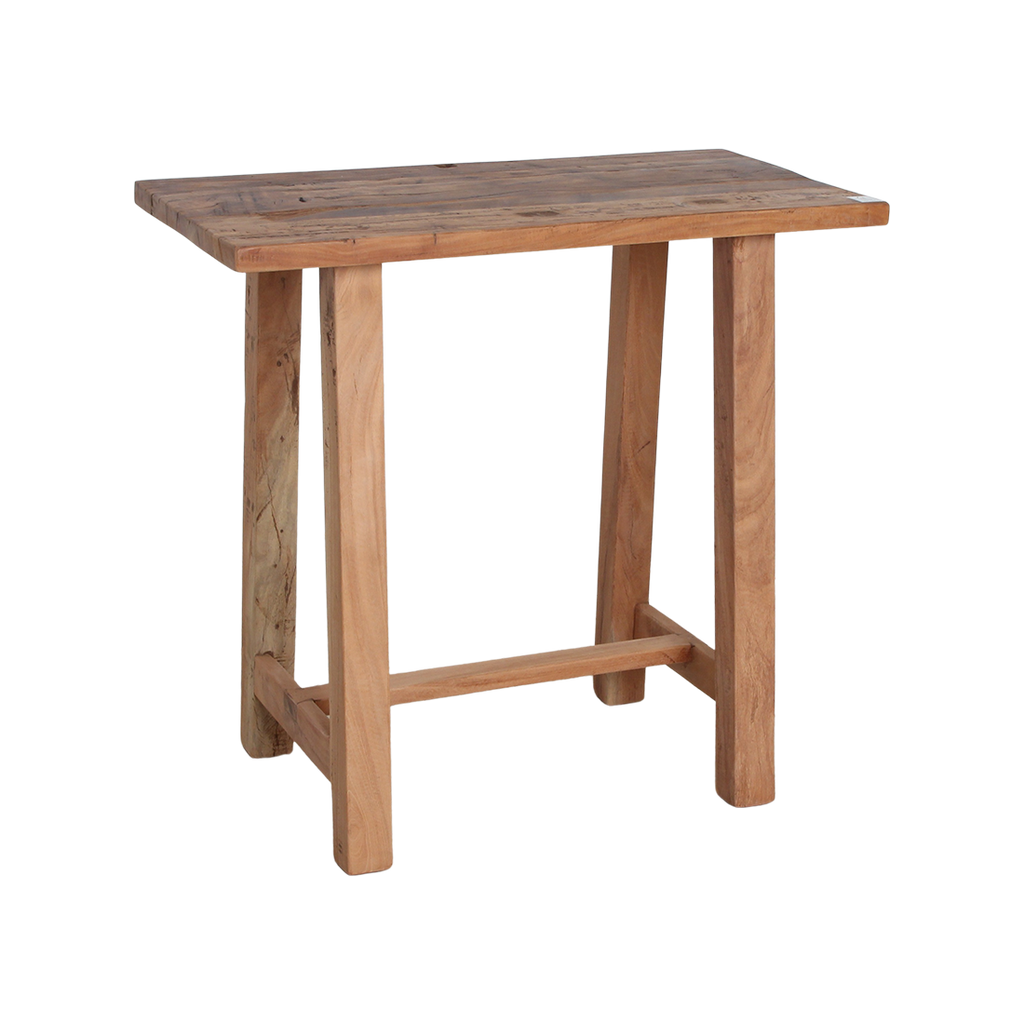 Beistelltisch aus recyceltem Holz in organischer Form, Naturbraun – 85x43 cm